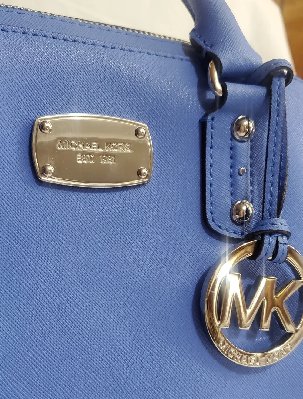 Michael Kors Small Saffiano Leather Satchel in Bright Blue - Picture 2 of 10